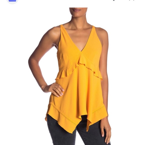 DEREK LAM 10 CROSBY Saffron V neck top size 2 - Picture 1 of 6